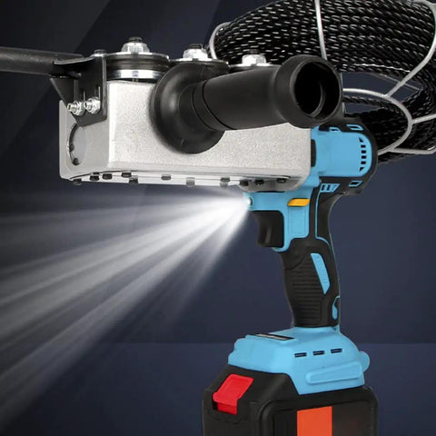 Badass Cordless Wire Threader And Through Wall Cable Puller with variable speed control and 6000mAh battery, angled view.