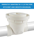 PVC Backwater Valve 1-1/2 Inch For Home Plumbing Backflow Prevention With Easy Slip Connection, durable sewage blockage shield
