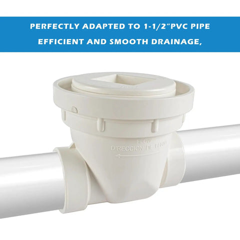 PVC Backwater Valve 1-1/2 Inch For Home Plumbing Backflow Prevention With Easy Slip Connection, durable sewage blockage shield