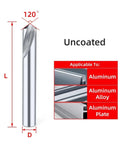 Carbide spot drill bit, 4 mm diameter × 100 mm length, uncoated tungsten steel, 120° tip for aluminum centering (1 pc)