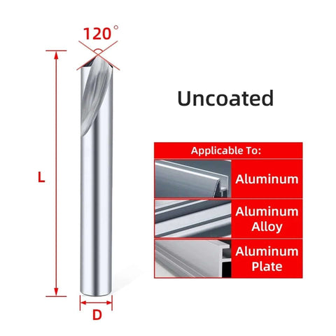 Carbide spot drill bit, 4 mm diameter × 100 mm length, uncoated tungsten steel, 120° tip for aluminum centering (1 pc)