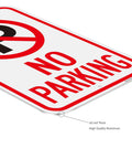 4 Pack 18 By 12 Inch No Parking Signs Made From Reflective Aluminum With Symbol, UV Protected, Rust Free, And Weather Resistant