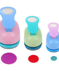 Set Of 3 Circle Punches 5 Eighths Inch 1 Inch And 1.5 Inch Round Punches For DIY Paper Crafts Handy Hand Press Hole Punch Tool EVA Punches With Durable ABS Shell