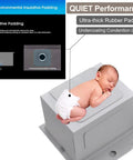 Illustration of insulating padding and a baby on a Stainless Steel Bar Sink 15 x 15 Inch Drop In Topmount Workstation Single Bowl.