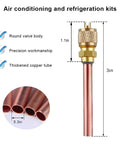 10 Pack HVAC Service Access Valves 1 Quarter Inch SAE To 1 Quarter Inch OD With 2.95 Inch Stem Brass Copper AC Access Valves For Air Conditioning And Refrigeration Kit diagram
