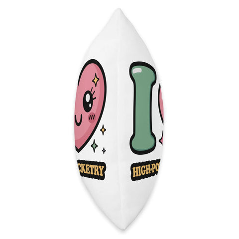 High Power Rocketry Throw Pillow I Heart High Power Rocketry Double Sided Print 100 Percent Polyester Fabric Cushion side view