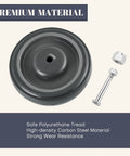 5 Inch Shopping Cart Caster Wheel Replacement Kit With Polyurethane Stepped And Full Tread Face Wheels And Hardware TPU Silent Supermarket Wheels High Density Carbon Steel Components Durable And Chemical Resistant 4 Pack Grey showing wheel and hardware