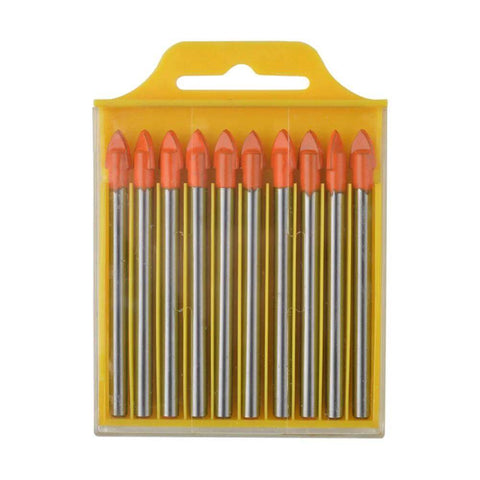 Gunpla 10-piece cemented carbide masonry drill bit set, 6mm, in yellow case