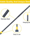 Heavy Duty Metal Mop Handle 58 Inch Industrial Mop Stick with Jaw Clamp Grip, stainless steel, yellow details, for janitorial use.