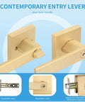 5 Pack Modern Gold Door Levers With Keys For Entry Front Exterior And Interior Doors Keyed Alike Privacy Lock Levers