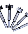 Heavy Duty Five Piece Wood Drill Bit Set Featuring Self Centering Tips Includes Durable Wooden Storage Case, sizes 15mm to 35mm.