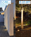5W In-Ground Well Light Kit With 12 Pack 24V Connectors IP67 Waterproof landscape lighting illuminating a modern yard and tree