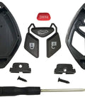 Replacement Key Fob Shell Case For Mitsubishi Eclipse 2006 2012 Endeavor 2006 2011 Galant 2006 2012 Lancer 2006 2013 Outlander 2007 2013 Keyless Entry Fob Cover Without Circuit Board Or Blade, Easy Blade Transfer, showing disassembled parts and screwdriver