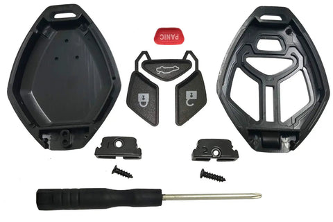 Replacement Key Fob Shell Case For Mitsubishi Eclipse 2006 2012 Endeavor 2006 2011 Galant 2006 2012 Lancer 2006 2013 Outlander 2007 2013 Keyless Entry Fob Cover Without Circuit Board Or Blade, Easy Blade Transfer, showing disassembled parts and screwdriver