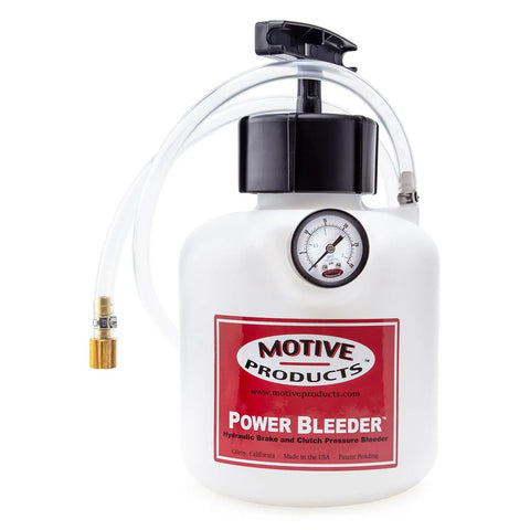 Universal 2 Quart Power Brake Bleeder Kit With Hose And Round Adapter Pressurized Brake Flushing System For Most Vehicles Including Honda. White tank with gauge.