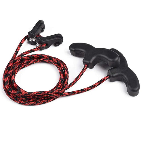 Crossbow Cocking Rope Tool With Double Handle Puller For Easy, Even Cocking, Red And Black String, 50 Percent Lower Draw Weight