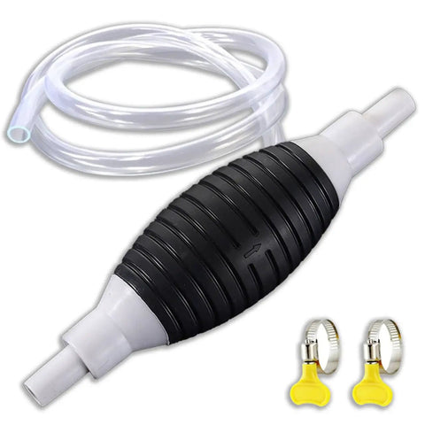 Siphon Hand Pump for Quick Fuel Transfer, Gas Diesel Water Oil Siphon With 78 Inch Hose, rubber pump, clear PVC hose, clamps