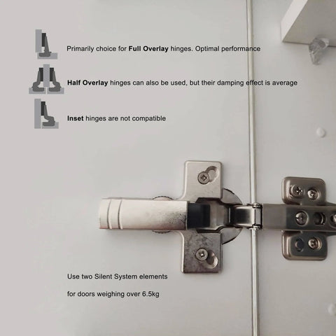 Soft Close Dampers For Kitchen Cabinets And Furniture Hinge Cup Add On Kit Pack Of 8 With Infinitely Adjustable Setting Wheel