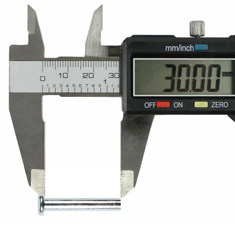 Caliper measuring 30mm inline skate axle from Inline Skate Axles And Aluminum Spacers Kit For 6mm Axles And 8mm Bearings 8 Pack 30mm