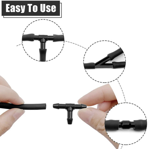 Windshield Washer Hose Kit With 5M Flexible Washer Fluid Hose, 12 Connectors, 2 Fan Nozzles, And 2 Rubber Gaskets assembly detail