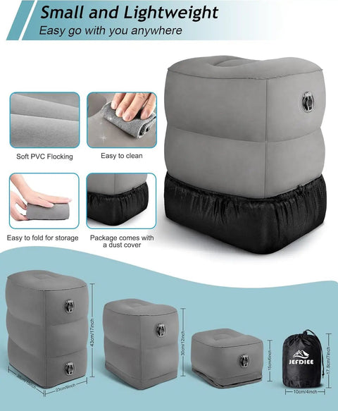 Inflatable Foot Rest Pillow For Travel And Home, Adjustable Three-Layer Leg Rest with soft PVC and compact foldable design