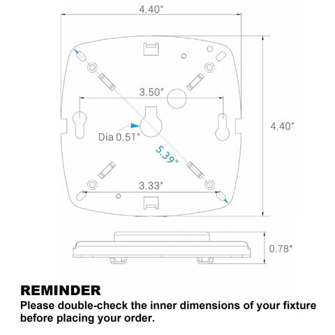 Diagram of 4 Inch LED Light Engine Retrofit Kit With 5.39 Inch Overall Size 17W 1200 Lumens 5000K Daylight CRI90 120V UL ES JA8 Certified