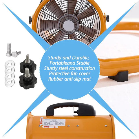 Close-up of 12 Inch Industrial Portable Air Blower Ventilator With 3300 RPM Heavy Duty Exhaust Fan and 550W High Velocity Air Mover details.