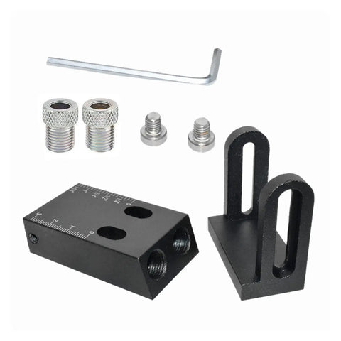 15 Degree Angled Pocket Hole Locator Kit For Woodworking, Pro Grade Drill Guide Sleeve Set 6mm 8mm 10mm, Easy Pocket Hole Puncher For Precise Drilling And Quick Setup, black aluminum kit with sleeves and wrench