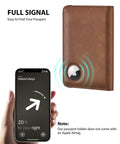 AirTag Enabled Passport Holder With RFID Protection, Leather Passport Wallet For Men, Anti Lost Waterproof Travel Case With Airtag Slot