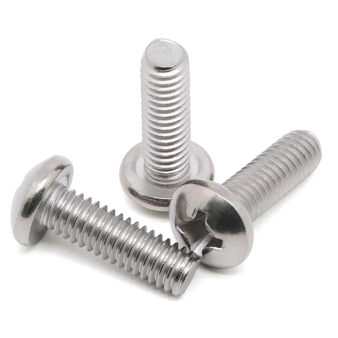 Rock Solid 8-32 Pan Head Machine Screws Half Inch Full Thread 304 Stainless Steel Phillips Drive showing three screws.