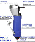 3 Inch Air Cut Off Tool Kit With Five 3 Inch Cutting Discs, Pneumatic Metal Sheet Cutter, highlighted features and design elements