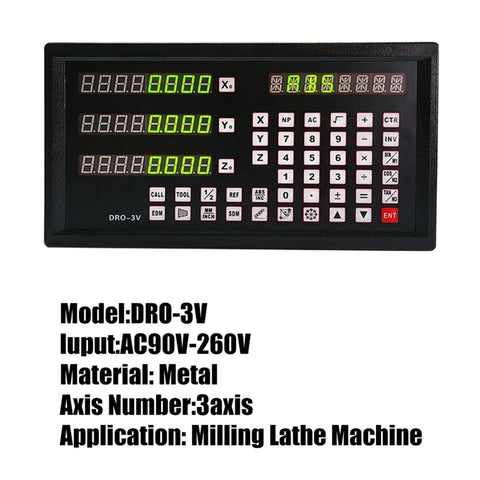 Digital display of All-In-One DRO System With Three 0-1000mm Linear Scales, used for milling, lathe, EDM and boring machines