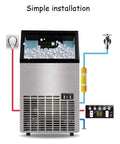 Top Shelf Countertop Nugget Ice Maker Chilling 120 Pounds Daily With Solid 33 Pound Storage Simple installation view with connections.