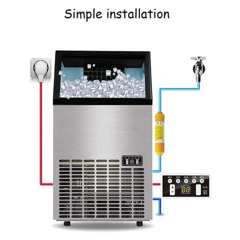 Top Shelf Countertop Nugget Ice Maker Chilling 120 Pounds Daily With Solid 33 Pound Storage Simple installation view with connections.