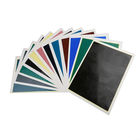 Assorted colored sheets from DIY Friendly Colored Engraving Marking Paper For Metal Cups And Tableware Kit, fiber compatible