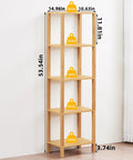 Five Tier Tall Narrow Bookshelf Takes Up Zero Floor Space While Holding All Your Favorites In A Smooth Natural Finish, 53.54 in tall.