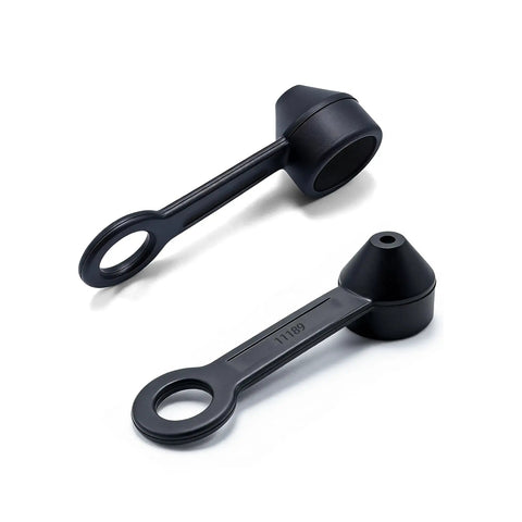2 Pack Scuba Regulator Dust Caps For DIN And Yoke First Stage Protectors shown angled on a white background.