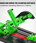 Universal Angle Grinder Stand Converter And Workstation Bracket For 100 115 125mm Grinders Polishing And Cutting Multi Angle Desktop Mount With Pull Rod Fits Two Sided M8 M10 Holes with a maximum clamping distance of 150mm.
