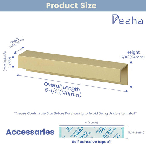 Diagram of 10 Pack Self Adhesive Cabinet Pulls 5 Inch Gold Finger Handles Stick On Edge Pulls For Cabinets And Drawers No Drill Easy Installation Durable Satin Gold Finish