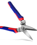 Heavy Duty Industrial Scissors For Home And Workshop Use, Aviation Tin Snips For Cutting Thin Metal Sheets, 8 Inch Blue Handle