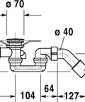 Heavy Duty Chrome Central Bathtub Drain With Overflow And Cable Waste Build Packing A Top Shelf 52 Millimeter Valve technical drawing
