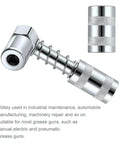 90 Degree Grease Coupler Adapter Two Pack, Heavy Duty Steel Grease Gun Fittings With Sleeves, 3 Jaw Angle Swivel Right Fittings
