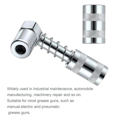 90 Degree Grease Coupler Adapter Two Pack, Heavy Duty Steel Grease Gun Fittings With Sleeves, 3 Jaw Angle Swivel Right Fittings