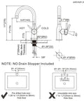 Technical diagram of Brushed Gold Bar Sink Faucet With Single Hole And One Handle Ideal For Small Kitchens Wet Bar Or RV Sinks Eleven Inch Tall With Seven Inch Spout Reach 360 Degree Rotation One Point Four Inch Hole Size.