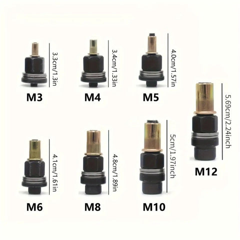 Manual Rivet Nut Tool Kit With Interchangeable Mandrels M3 Through M12 Heavy Duty Rivet Nut Tool Built From Rock Solid Metal For High Strength And Long Lasting Wear Easy One Hand Operation For Quick Riveting, M3-M12 mandrels