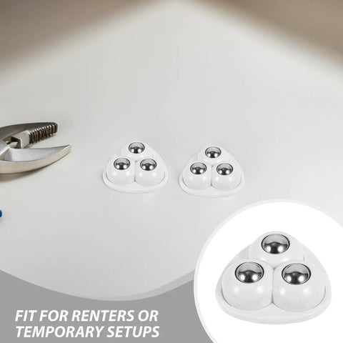 Hella Smooth Mini Stainless Steel Swivel Casters With Strong Adhesive Backing For Silent Furniture Cart Movement Wear Resistant Three Ball Bearing No Fuss Setup Pack Of Forty Eight Pieces on a flat surface.