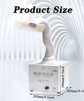 Heavy Duty Welding Fume Extractor With Killer Suction And Three Layer Filtration For Clean Air During Soldering Jobs Low Noise Design showing product size and adjustable tube.