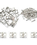 Miniature Brass Hinges Set For Jewelry Boxes And Cabinets 24 Pieces 10 By 8 Millimeter 180 Degree Rotation Silver Finish Includes 96 Mounting Nails Durable Rust Resistant Hardware For DIY Projects Easy To Install