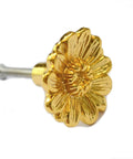 Vintage Gold Round Drawer Knob with Victorian Floral Pattern Black Accent in Zinc Construction