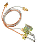 LP propane water heater pilot assembly with copper tubing, brass fittings and mounting bracket, front view